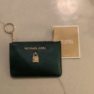 Michael Kors Green Leather Keychain Wallet